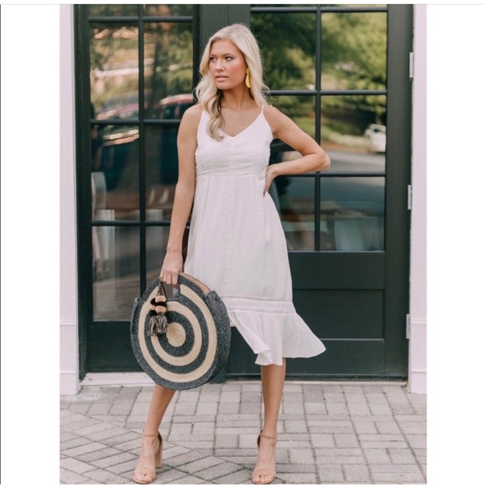 NWT Gentle Fawn Midi Dress Womens 2 White Ruffle Lace Boho Cottagecore Ivory - Picture 2 of 16